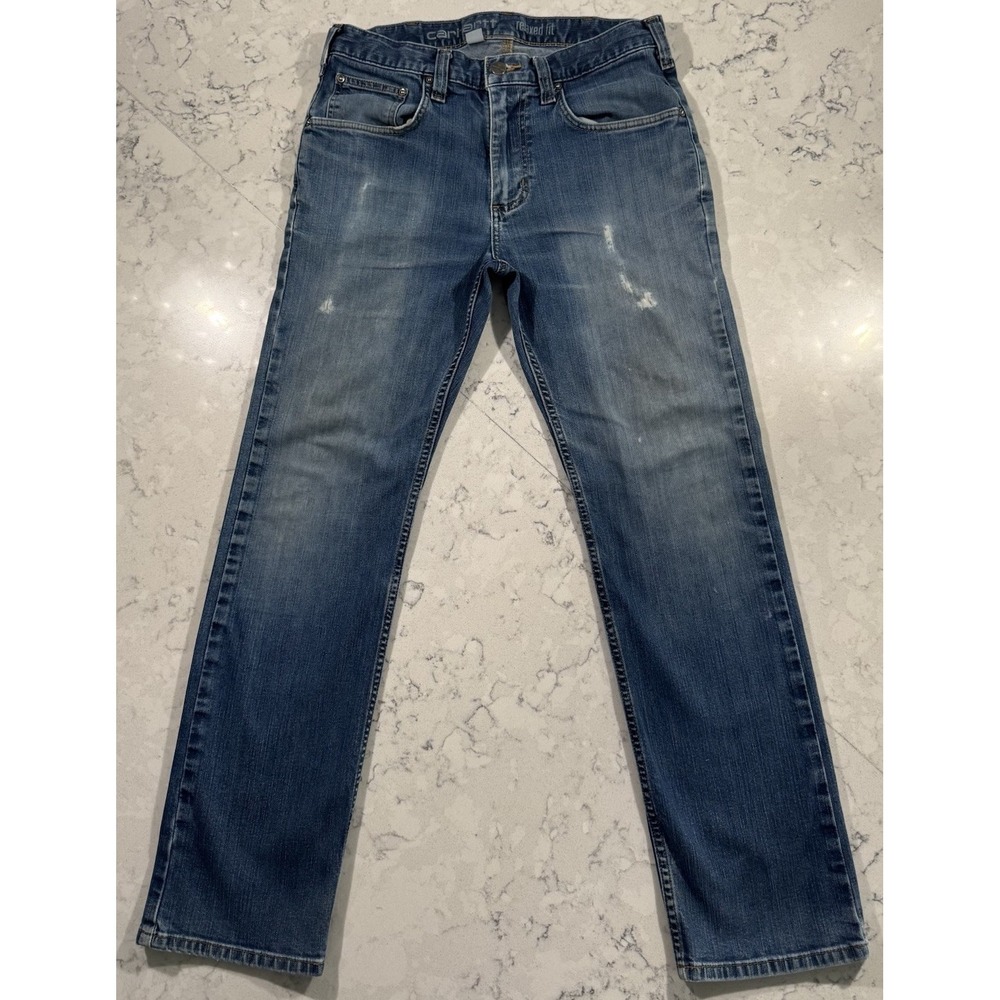 Carhartt Jeans Mens 32x30 Blue‎ Medium Wash Relaxed Fit Straight Leg Workwear